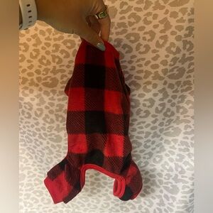 Red and Black Plaid Pet Onesie.